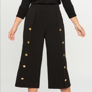 Eloquii Wide Leg Button Culottes - Black - Size 18